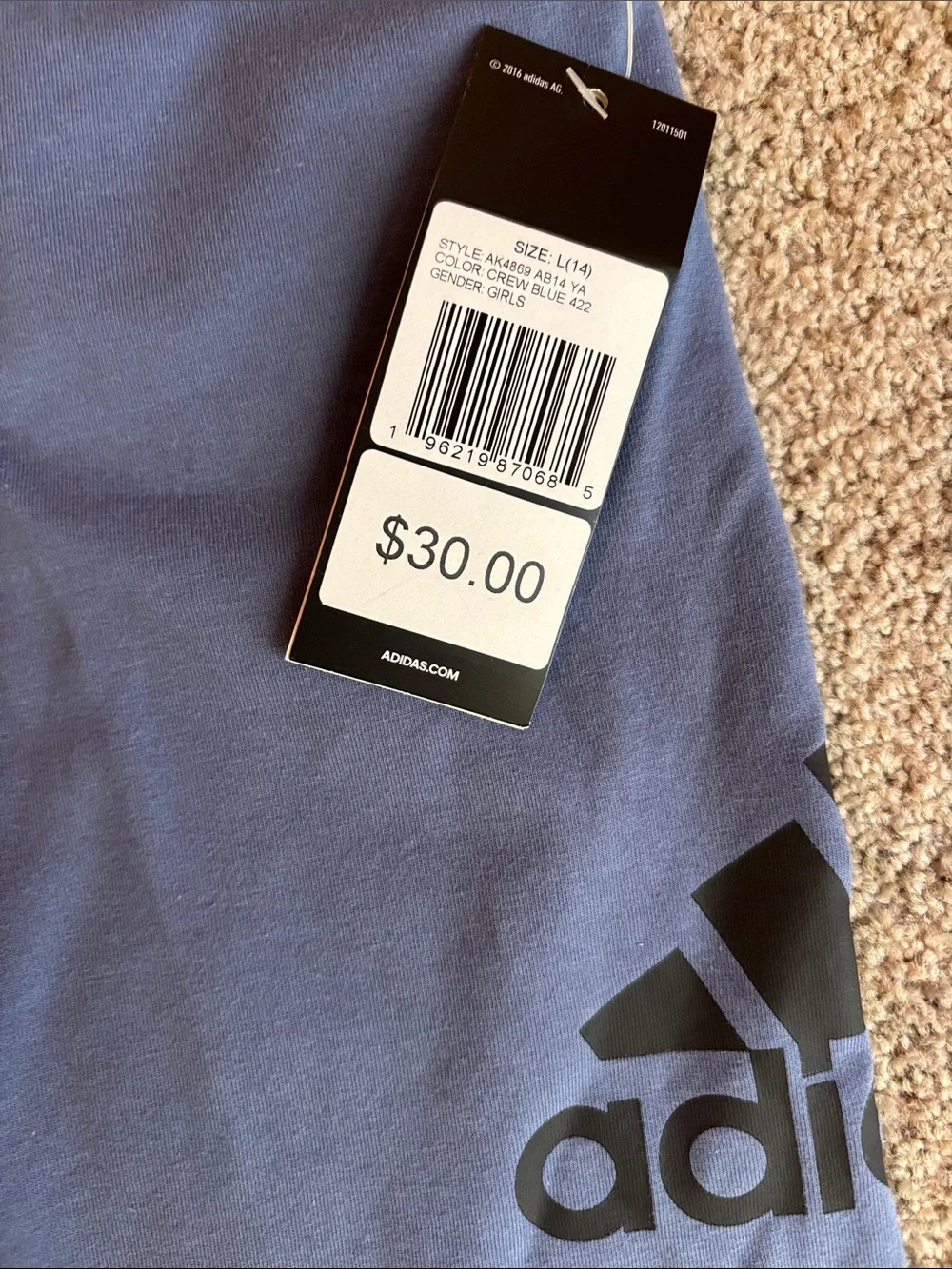adidas Youth Slate Blue Logo Leggings